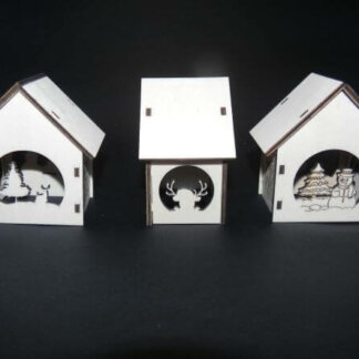 Chalets de noël en bois (par 3)