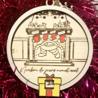 Grande Boule de Noël en bois calendrier de l'avent