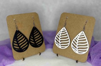 Boucle d'oreille "Feuille" - Blanc